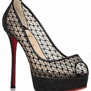Louboutin Fetish Peep Lace 130 Heels